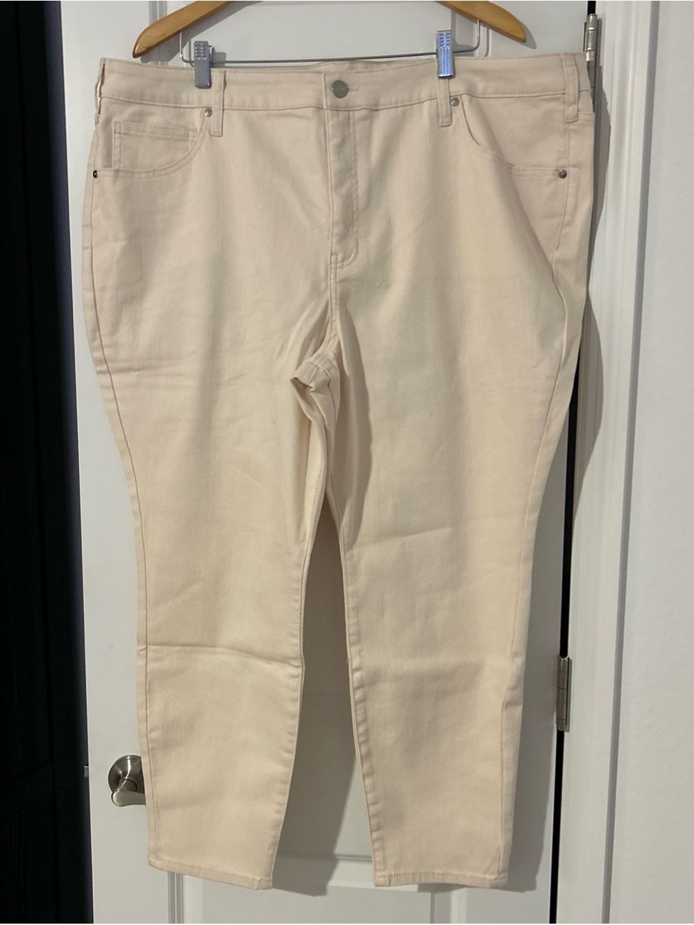 Terra & Sky Women's Plus High Rise Skinny Jeans, Ivory, NWT, Size 24w Petite